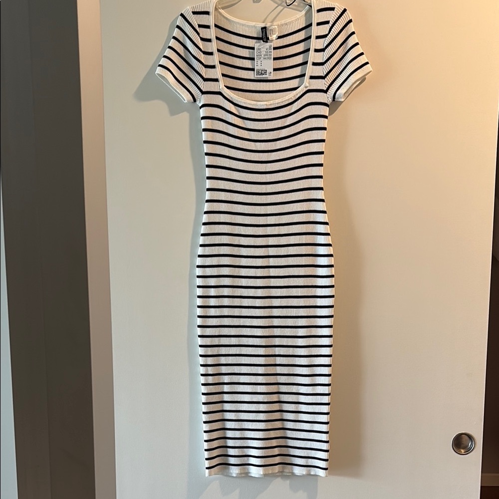 Striped ribbed maxi dress